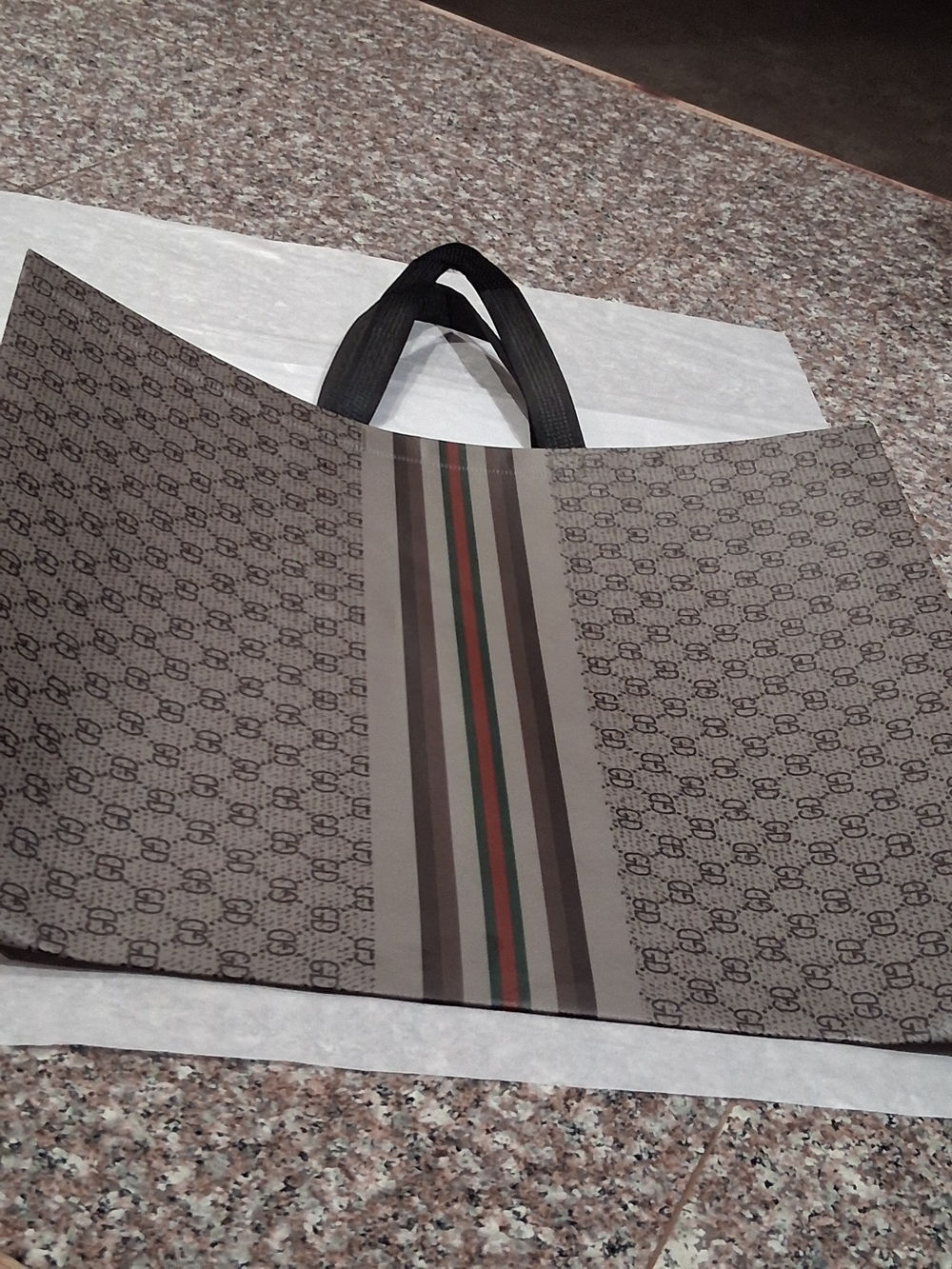 Designer inspired shopping tote bags reusable with Striped Center.New